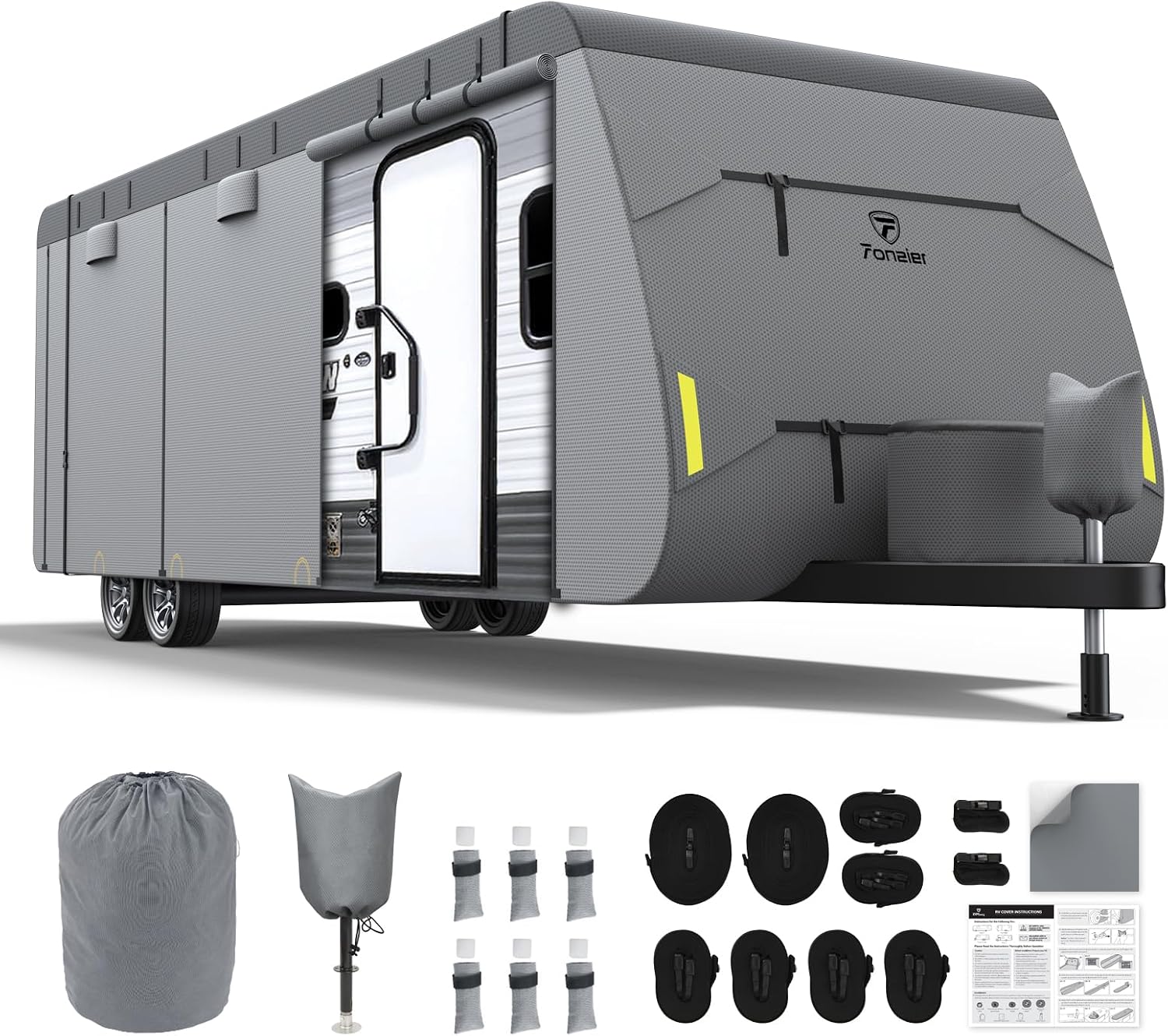 Extra Thick 7 Layers Travel Trailer RV Cover Fits 31.7-34FT | Travel Trailer RV Cover, Anti-UV, Weatherproof