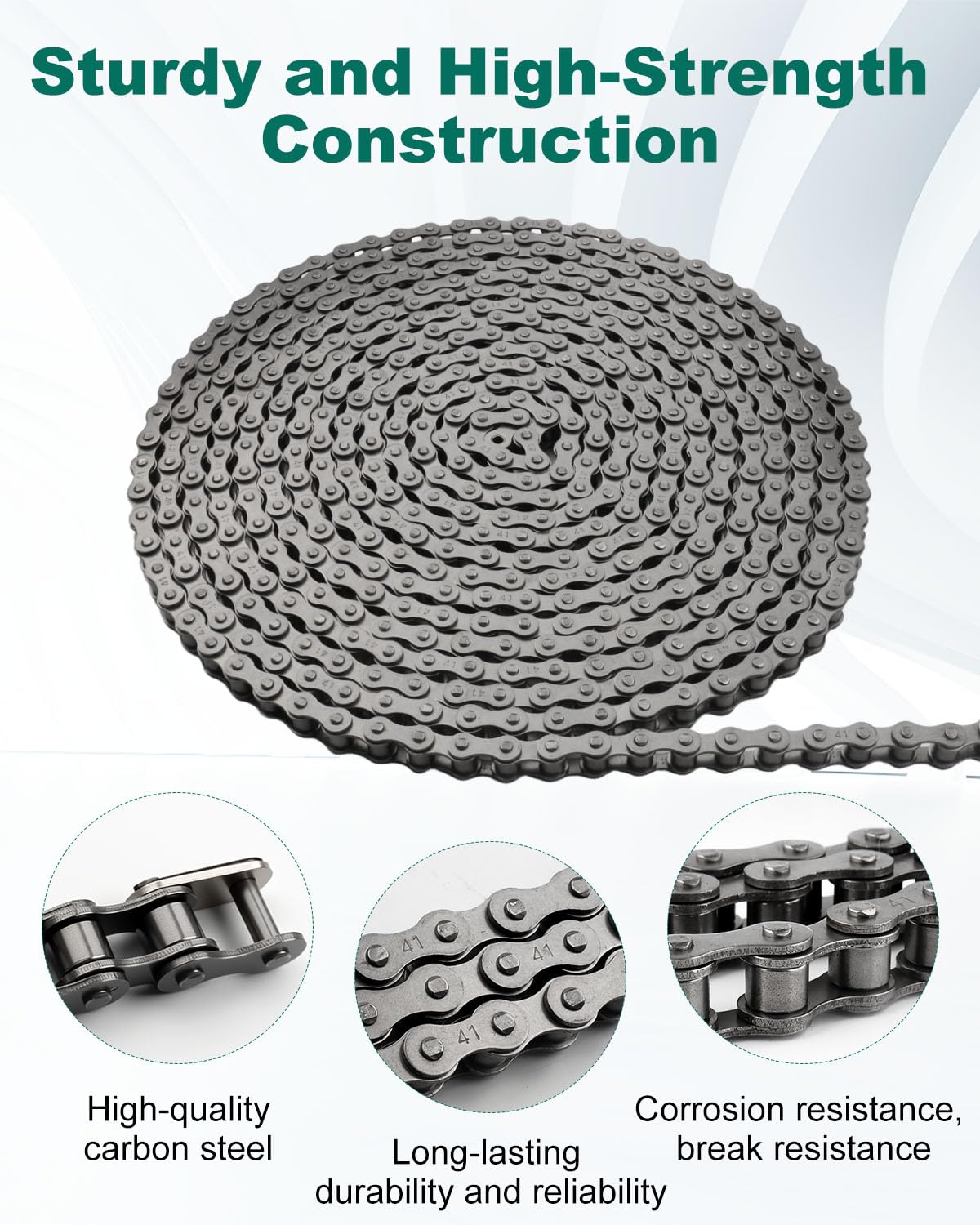 #41 Roller Chain for Gate Openers 20 Feet Carbon Steel Chains