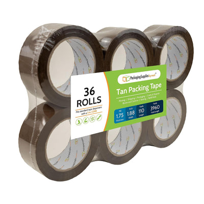 PSBM Brown Packing Tape, 36 Rolls 1.75 Mil 1.88 Inch 110 Yards Per Roll, Heavy Duty Tape for Packaging, Shipping