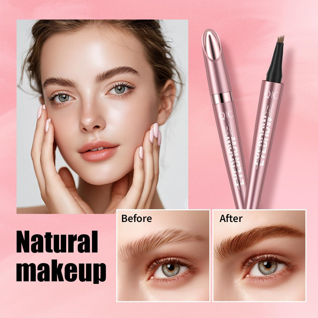 4-Tip Microblading Eyebrow Pen, Light Brown Eyebrow Pencil, Waterproof