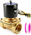 Baomain Electric Solenoid Valve Port 1-1/2" 110 VAC Thread Direct Acting Normally Closed(NC) Compatible with Water Gold