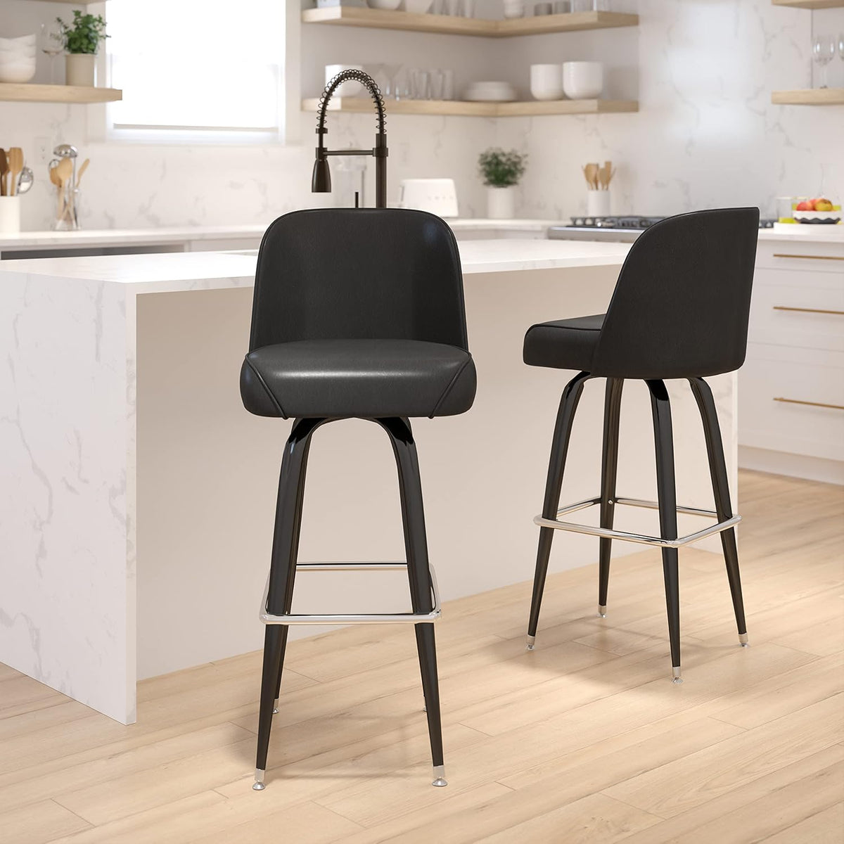 Bucket Seat Swivel Barstool, 2-Pack