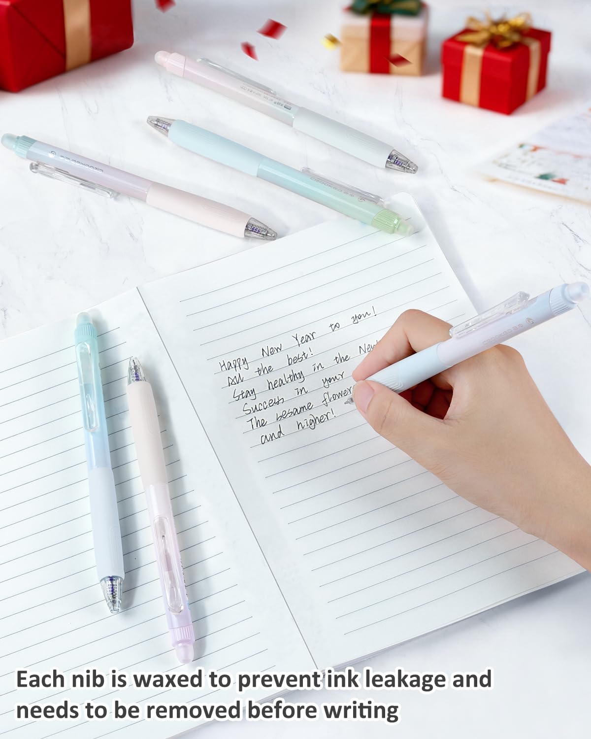 Erasable Pens, 6 Pack Fine Point 0.5mm Black Erasable Gel Pens | 360°Rotating Erasers, Make Mistakes Disappear