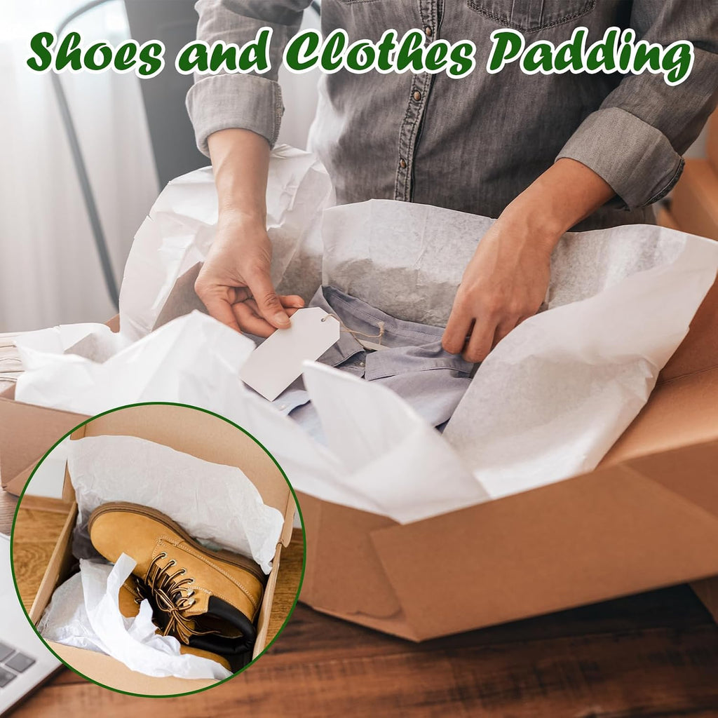 1000 PCS White Tissue Paper Bulk,14"x20" Tissue Paper for Gift Bags