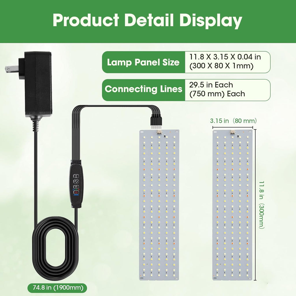 Grow Lights for Indoor Plants, Ultra-Thin Panel, 540LEDs Full Spectrum, 8/12/16H Timer, 10 Dimmable Levels