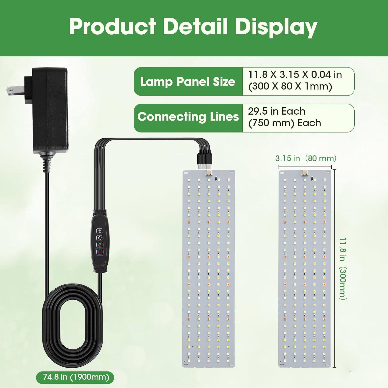 Grow Lights for Indoor Plants, Ultra-Thin Panel, 540LEDs Full Spectrum, 8/12/16H Timer, 10 Dimmable Levels