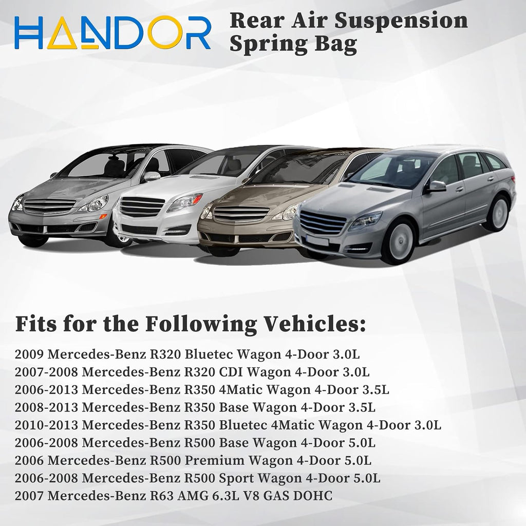 Handor 2513200025 Rear Air Suspension Spring Bags kit Compatible with Mercedes-Benz R350 R500 R320 R63 AMG 2006-2013 Replacment# 2513200425