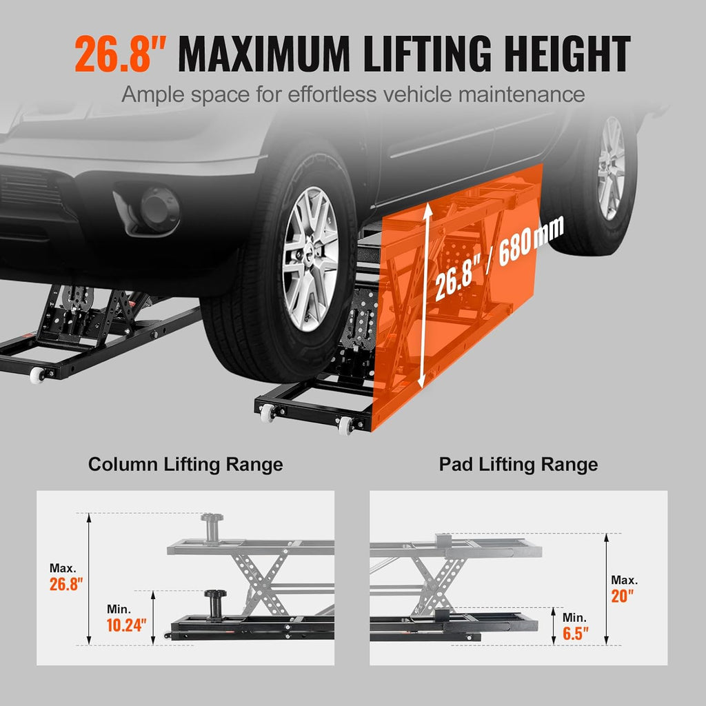 Portable Car Lift - 7,000 LBS Capacity, 26.8" Max. Height, Heavy-Duty Carbon Steel Truck Lift with 120V Power Unit