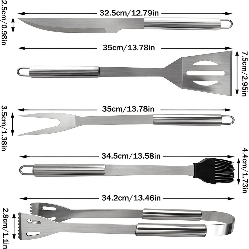 Small Travel 5-Piece 304 Stainless Steel Grill Tool Set with Storage Case – BBQ Grilling Accessories, Ideal Gift for