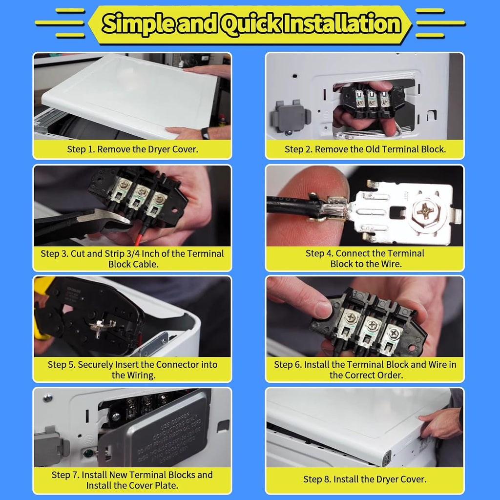 DC96-01188A Dryer Terminal Block Assembly Compatible with Samsung DV448AEP/XAA DVE53BB8700T MDE9700 DV337AEG MDE9700AYW DV42H5200EW/A3 etc Dryer, Replace # 2074197 AP4207835 PS4216924 EAP4216924
