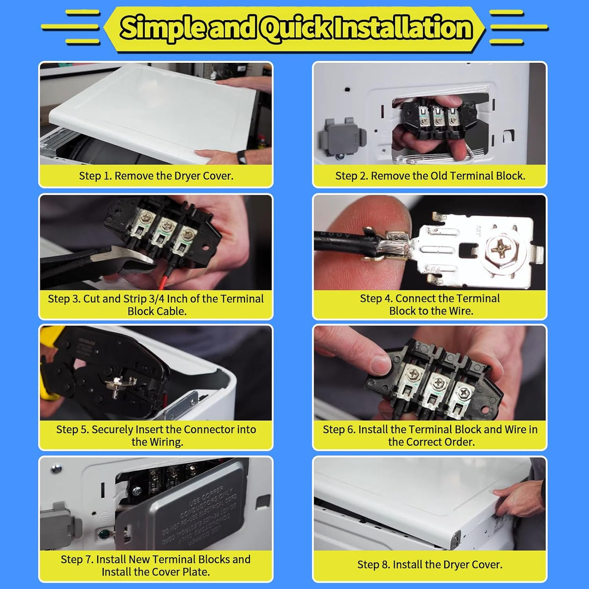 DC96-01188A Dryer Terminal Block Assembly Compatible with Samsung DV448AEP/XAA DVE53BB8700T MDE9700 DV337AEG MDE9700AYW DV42H5200EW/A3 etc Dryer, Replace # 2074197 AP4207835 PS4216924 EAP4216924