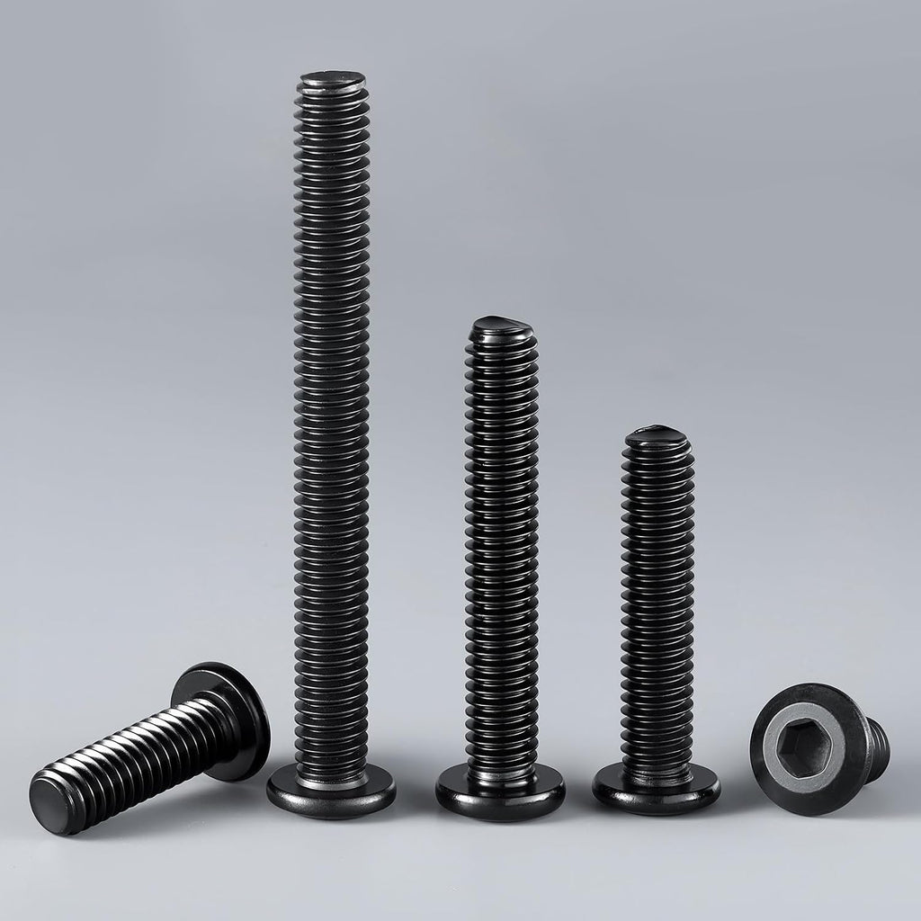 3/8-16 x 1 Bolt, 20PCS Flat Head Hex Socket Cap Screws Bolts, 304 Stainless Steel 18-8, Fully Threaded, Black Zinc Finish, with Hex Spanner