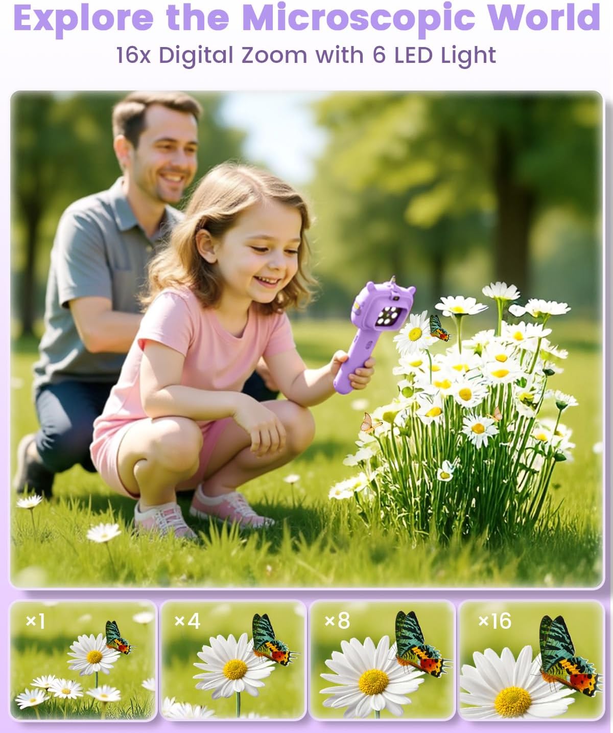Microscope Camera for Kids Gifts Toys- Handheld Pocket Microscopes with 2.4" Screen and Autofocus - Mini Digital