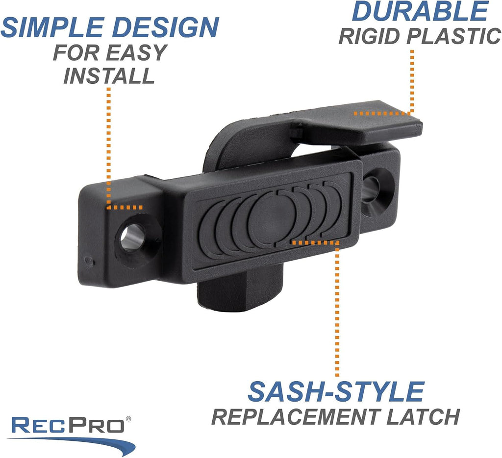 RV Window Replacement Latch | Rigid Plastic Sash Style Truck Cap Window Latch | 2.25" Mounting Hole Spacing |