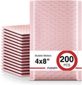Bubble Mailers 4x8" Light Pink 200 Pack Padded Envelopes Usable 4x7"