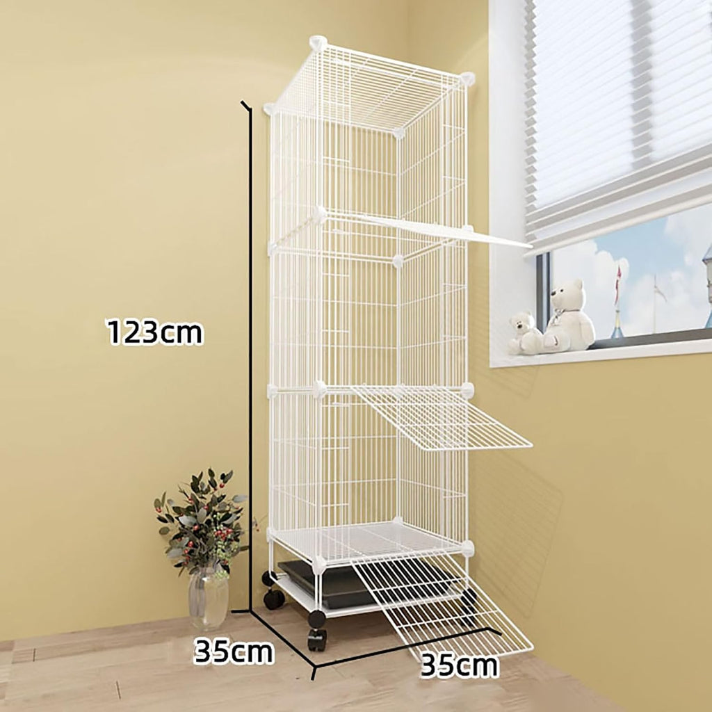 Cat Cages, Rabbit Cage Small Animal Cages Bird Cage Pet Playpen Puppy Pen with Door Indoor/Outdoor DIY Metal Pet Fence