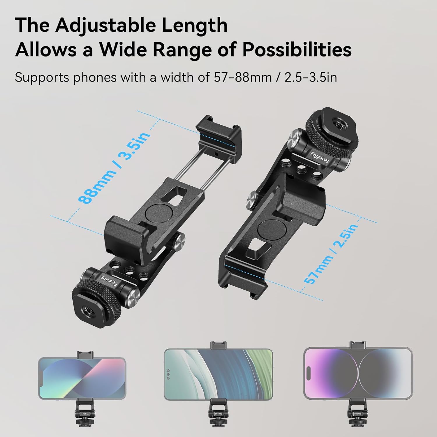 Universal Metal Phone Support with Cold Shoe Mount, Smartphone Holder Adapter Support Free Adjustment Joints, Phone
