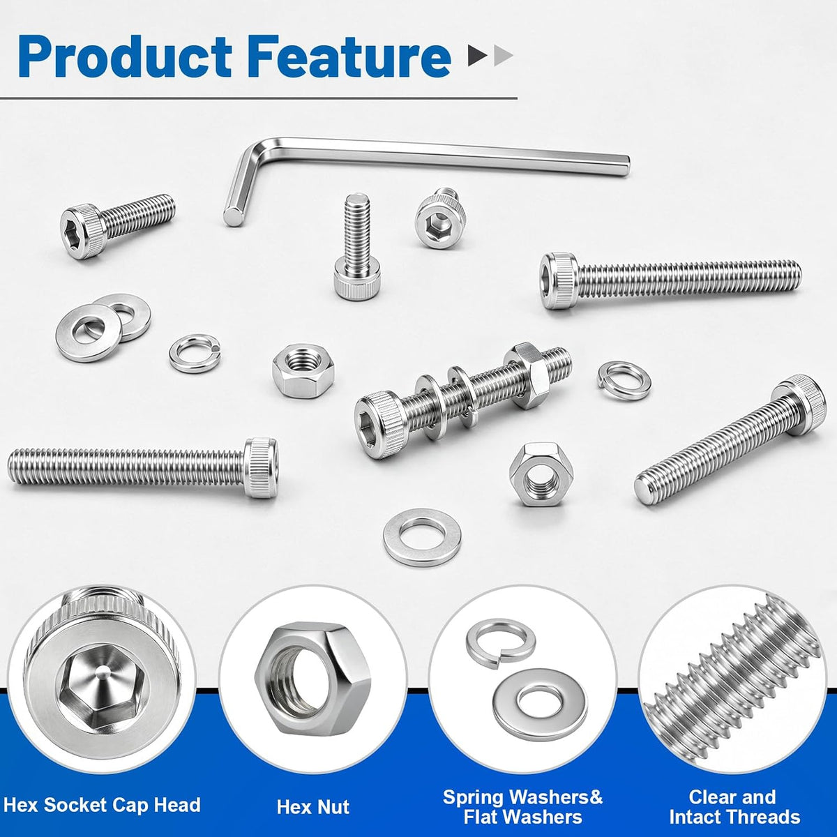 706PCS M4 Socket Screws Nuts Washers Kit, M4x6/8/10/12/16/20/25/30 mm