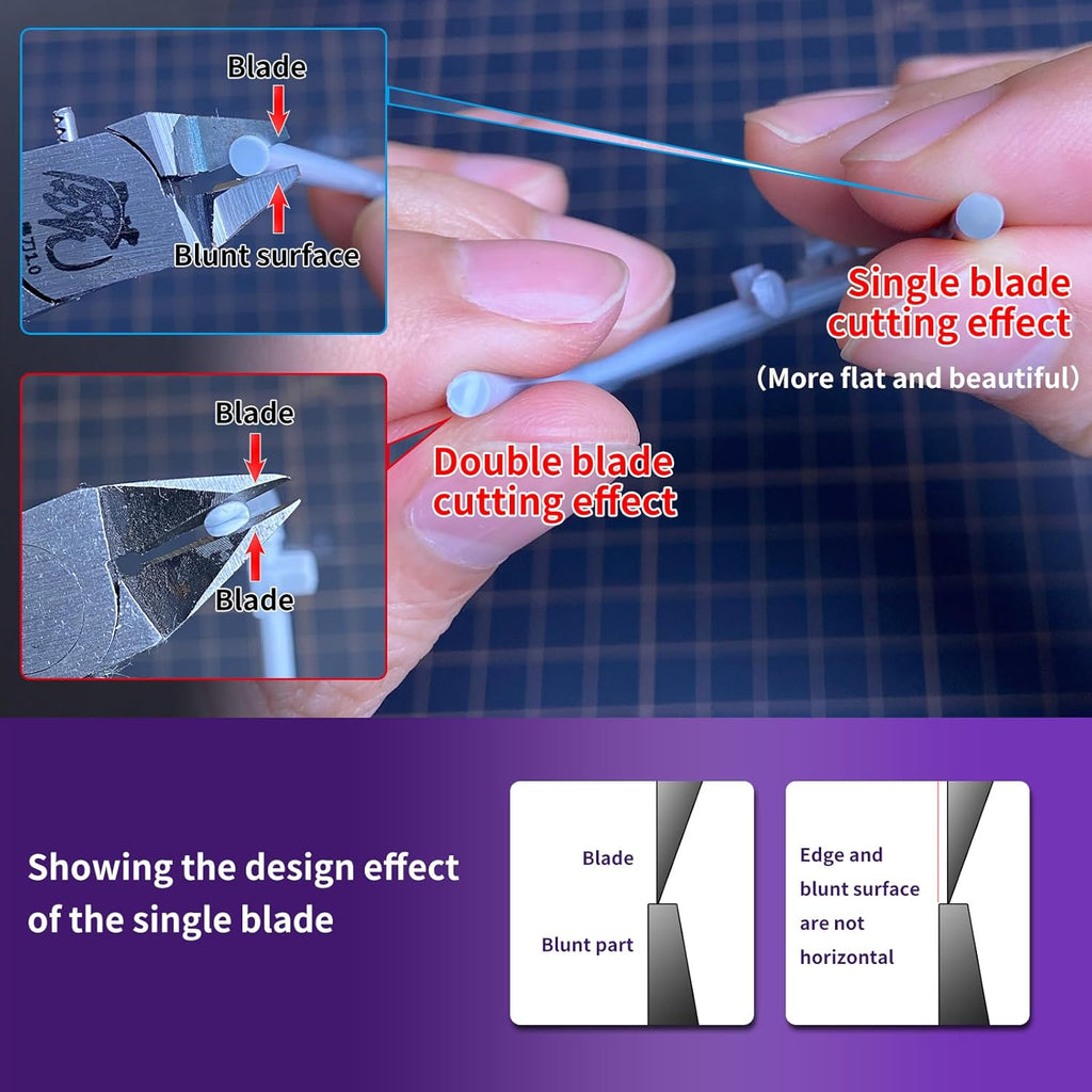 Model Nippers for Beginners, 4.7" Single Blade Nipper for Gunpla | Ultra-Thin CRV Single-Edge Gundam Model Tools