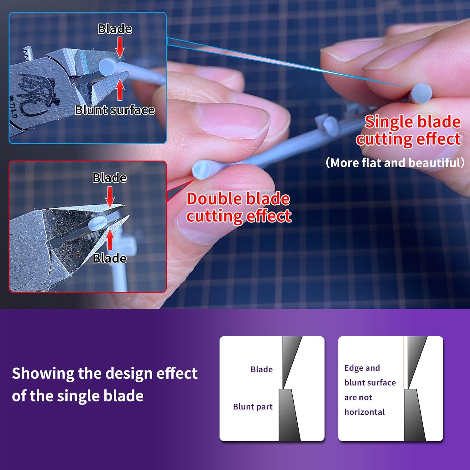 Model Nippers for Beginners, 4.7" Single Blade Nipper for Gunpla | Ultra-Thin CRV Single-Edge Gundam Model Tools