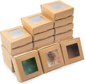 100 Pcs Soap Packaging Boxes with Window Mini Kraft Paper Boxes Bulk Treat Favor Boxes Rectangle Gift Soap Boxes for