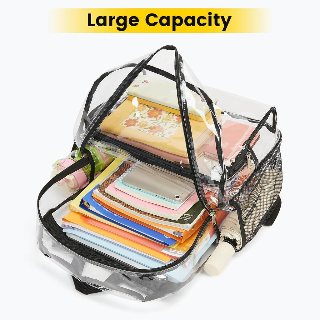 Clear Backpack for Girls and Boys, Large Clear Bookbag | Lightweight See Through Backpacks for School, Reinforced