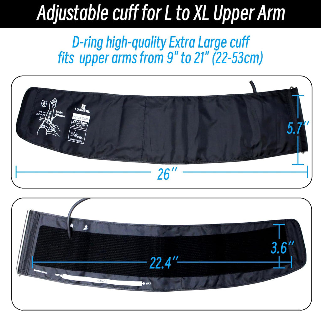 Manual Blood Pressure Cuff Adult 9”-21” Inches (22-53CM) (Large/XL)- Aneroid Sphygmomanometer -Extra Large with