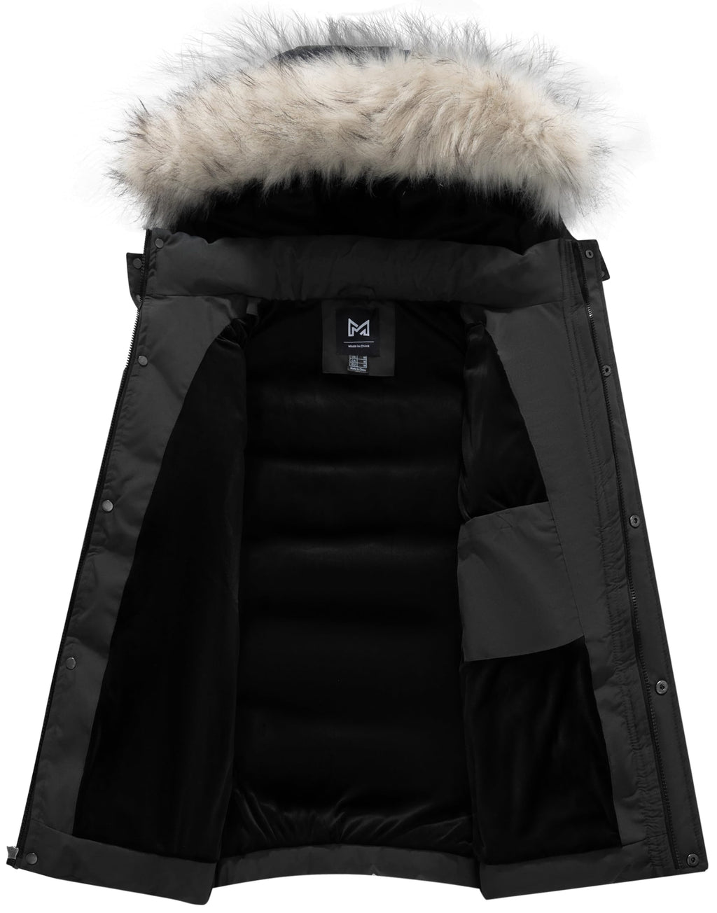 Men's Warm Hooded Thick Quilted Puffer Jacket-Black Large