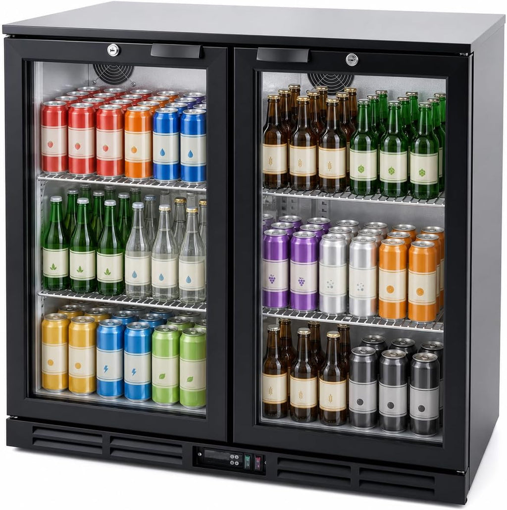 Hakka 7.3 Cu.Ft Back Bar Cooler - 2 Glass Doors Beverage Refrigerator