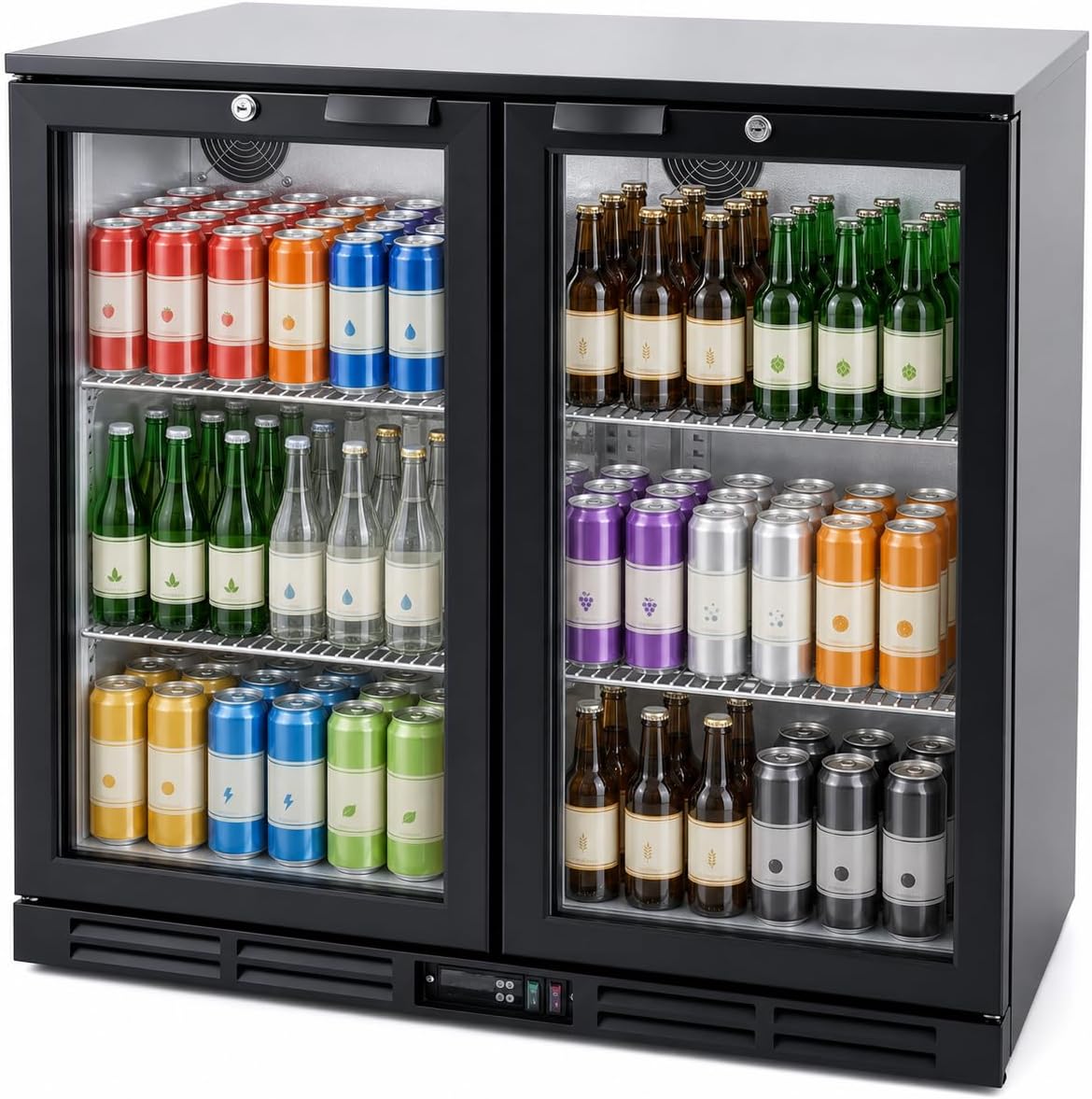 Hakka 7.3 Cu.Ft Back Bar Cooler - 2 Glass Doors Beverage Refrigerator