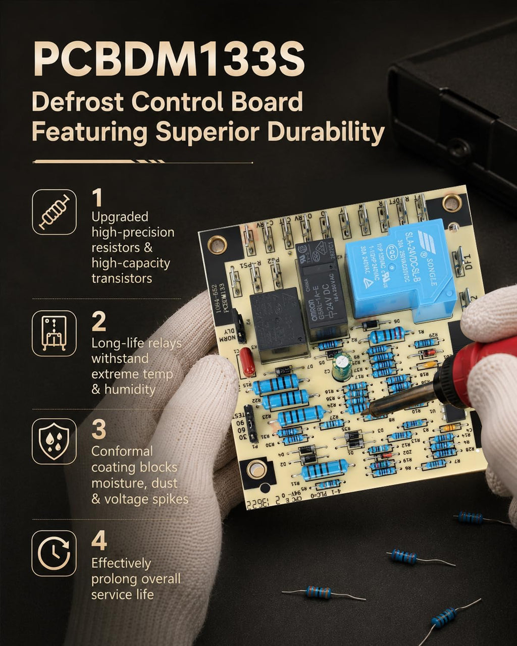 Upgrade Defrost Control Board PCBDM133S 1084-552 Replacement for Goodman and Amana Heat Pumps and Furnaces, 3-Minute Delay Protection, Replaces HVAC Control Board PCBDM133, PCBDM160S, PCBDM160