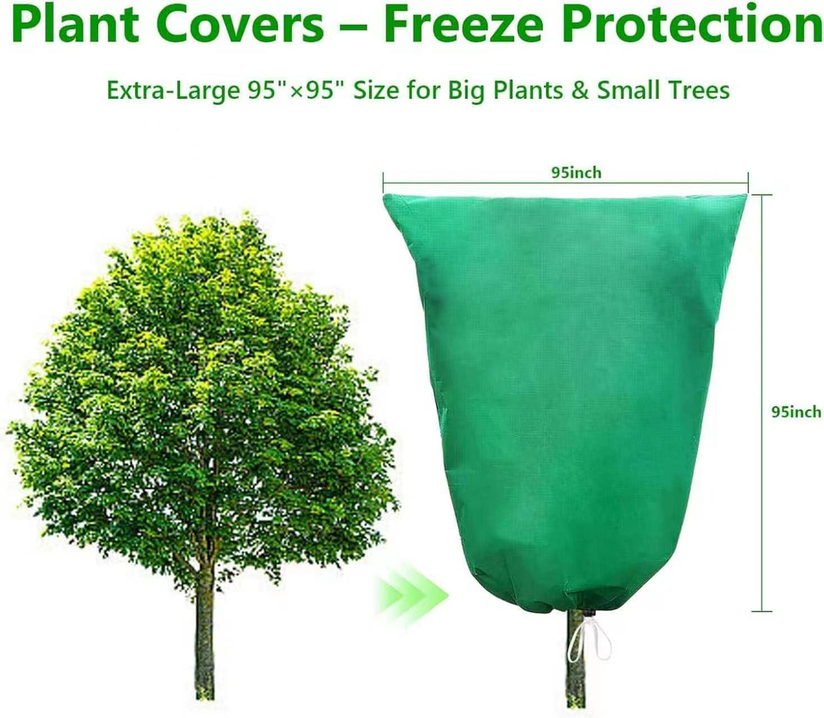 2 Pack 95"x95" Plant Covers with Zipper and Drawstring