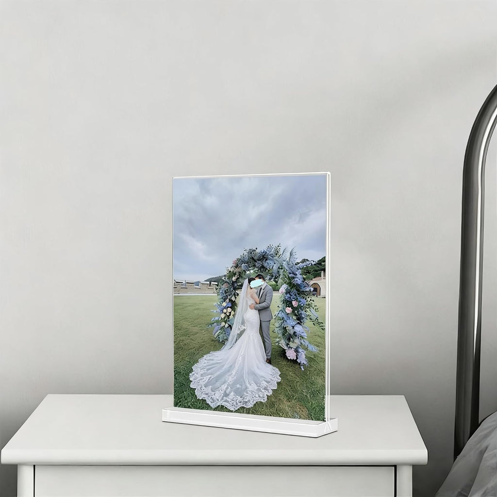 Acrylic Sign Holder 8.5x11 Inches 2 Pack T Shape Desktop Display Stand Vertical Double Sided Clear Table Menu Flyer