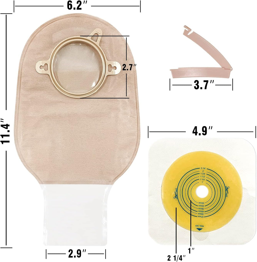 Carbou 21 PCS Colostomy Bags Ostomy Supplies Clamp Drainable Pouches for Colostomy Ileostomy Stoma Care with Measure