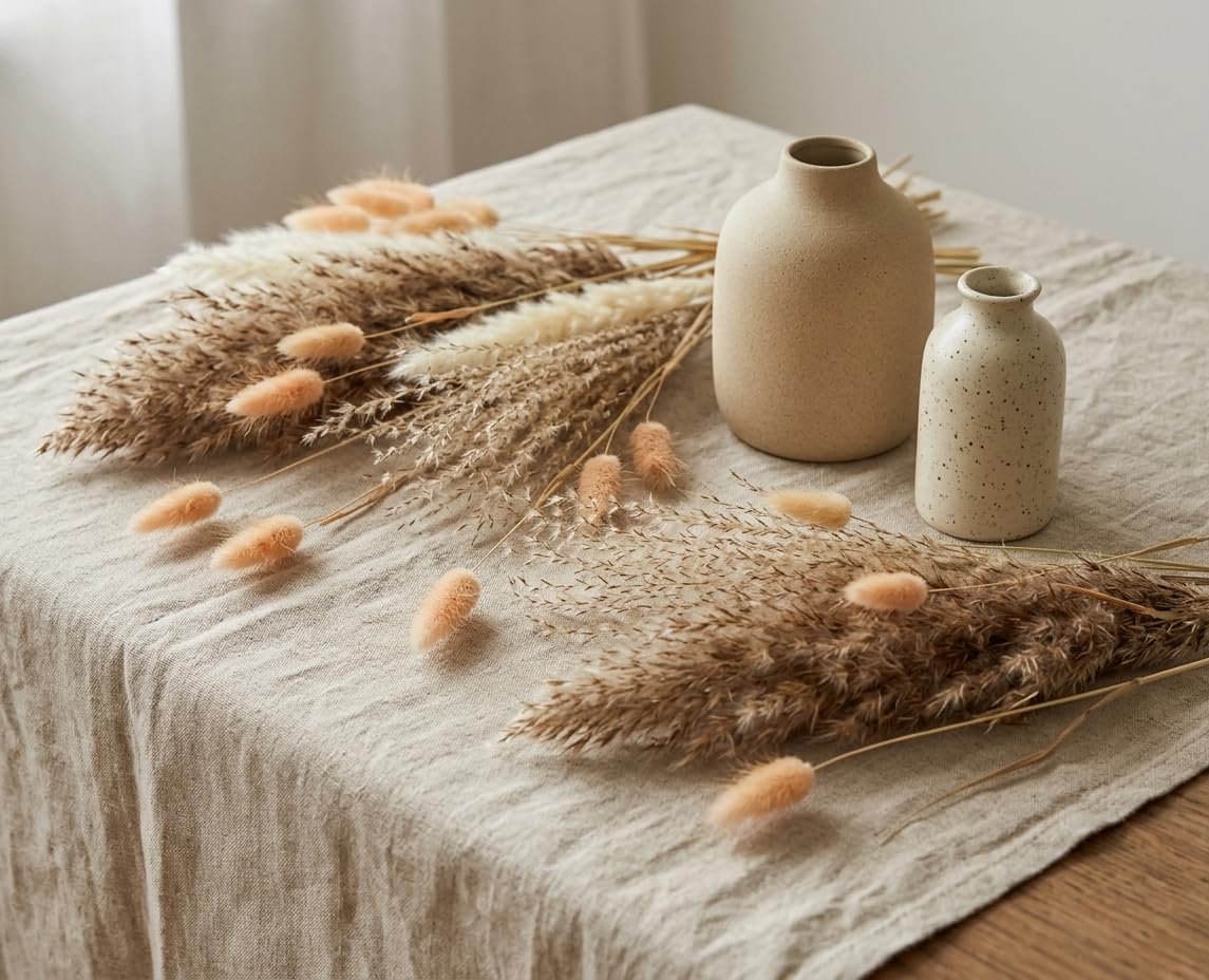 115 Stems Dried Pampas Grass, Natural Boho Table Decor Length 17"