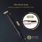 Mini Flat Iron for Short Hair, 1/2 Inch, Black