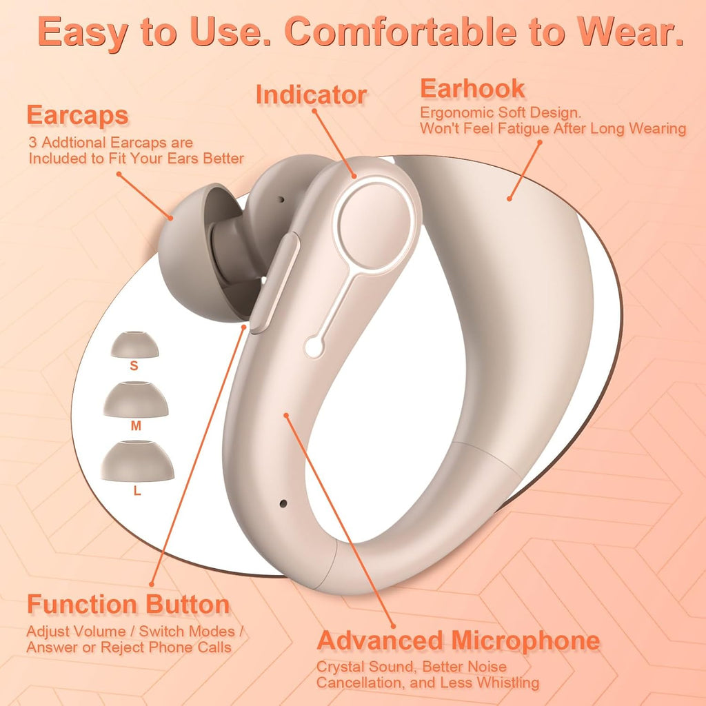 Hearing Aids, Hearing Aids for Seniors with Bluetooth, Rechargeable Hearing Aid with Noise Cancellation, 5-Level