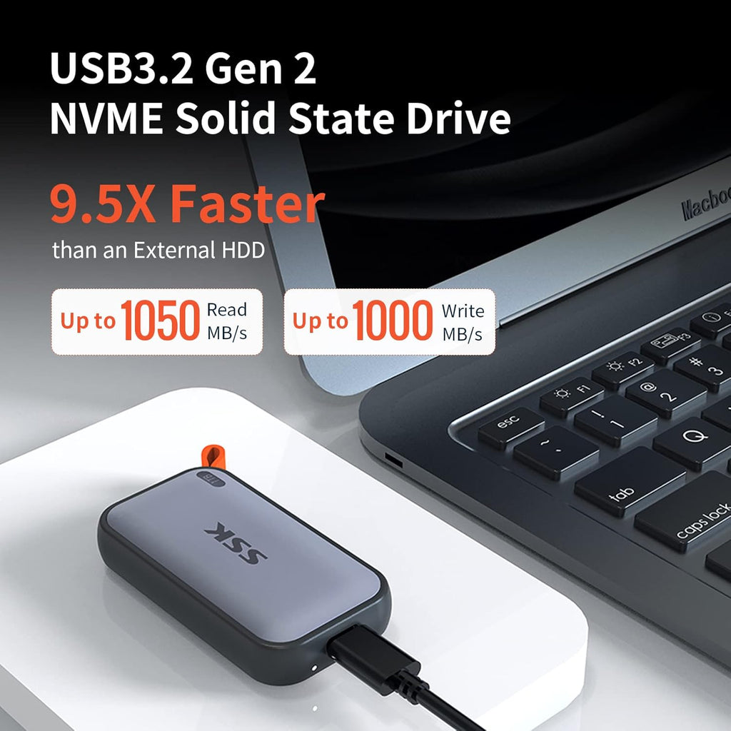 Portable SSD 1TB External Solid State Drives, up to 1050MB/s USB C SSD External Hard Drive USB 3.2 Gen2 for iPhone