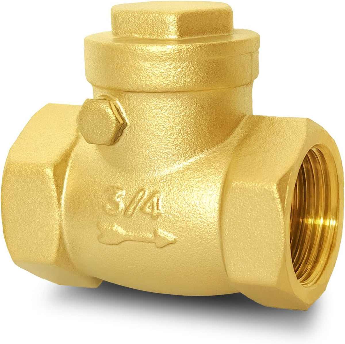 3/4" NPT Horizontal Swing Check Valve, Brass Heavy-Duty Female Thread, DN20