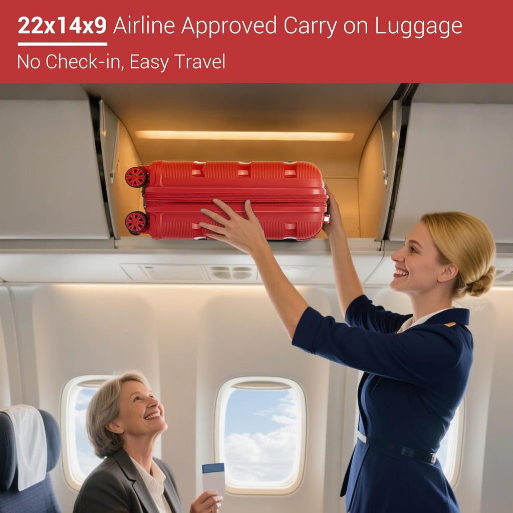 Luggage Sets 3 Piece Hard Shell Travel Trolley 4 Spinner Wheels Lightweight Polypropylene Suitcase with TSA Lock