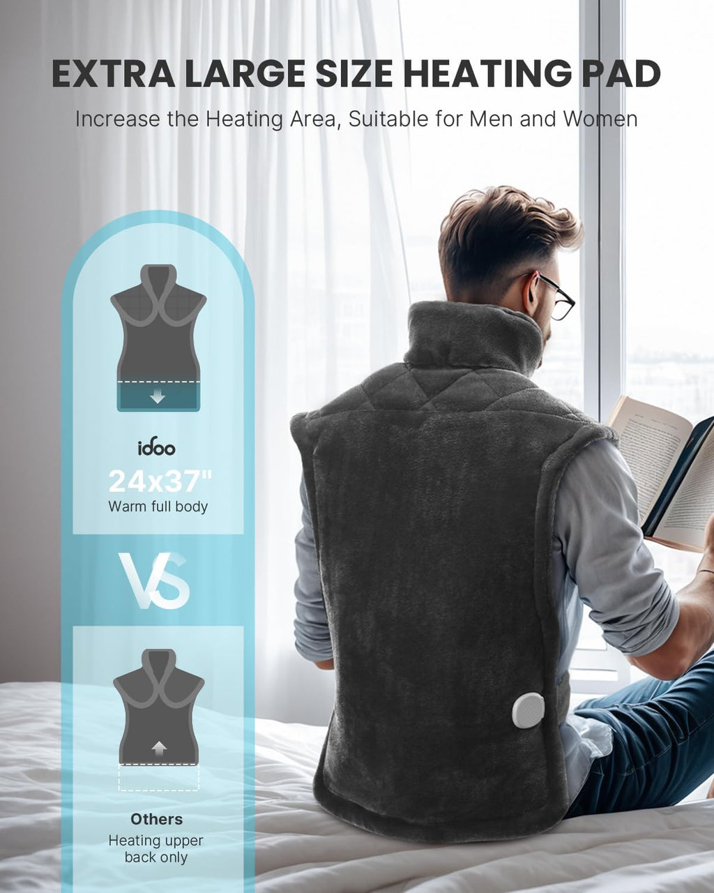 Large Weighted Electric Heating Pad for Back, Neck & Shoulders