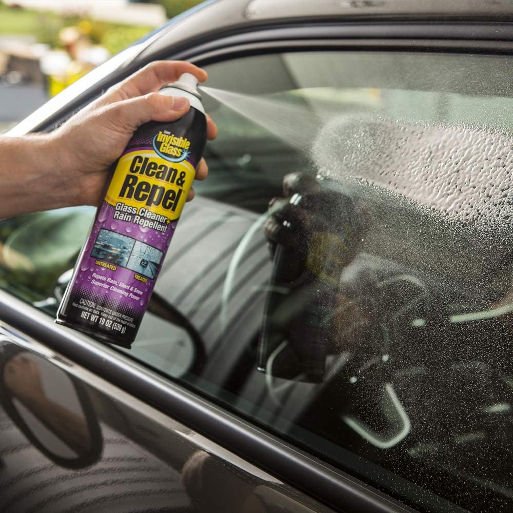 91184 Clean & Repel – Aerosol Glass Cleaner and Rain Repellent, Cleans Exterior Windshields, Repels Rain, Sleet