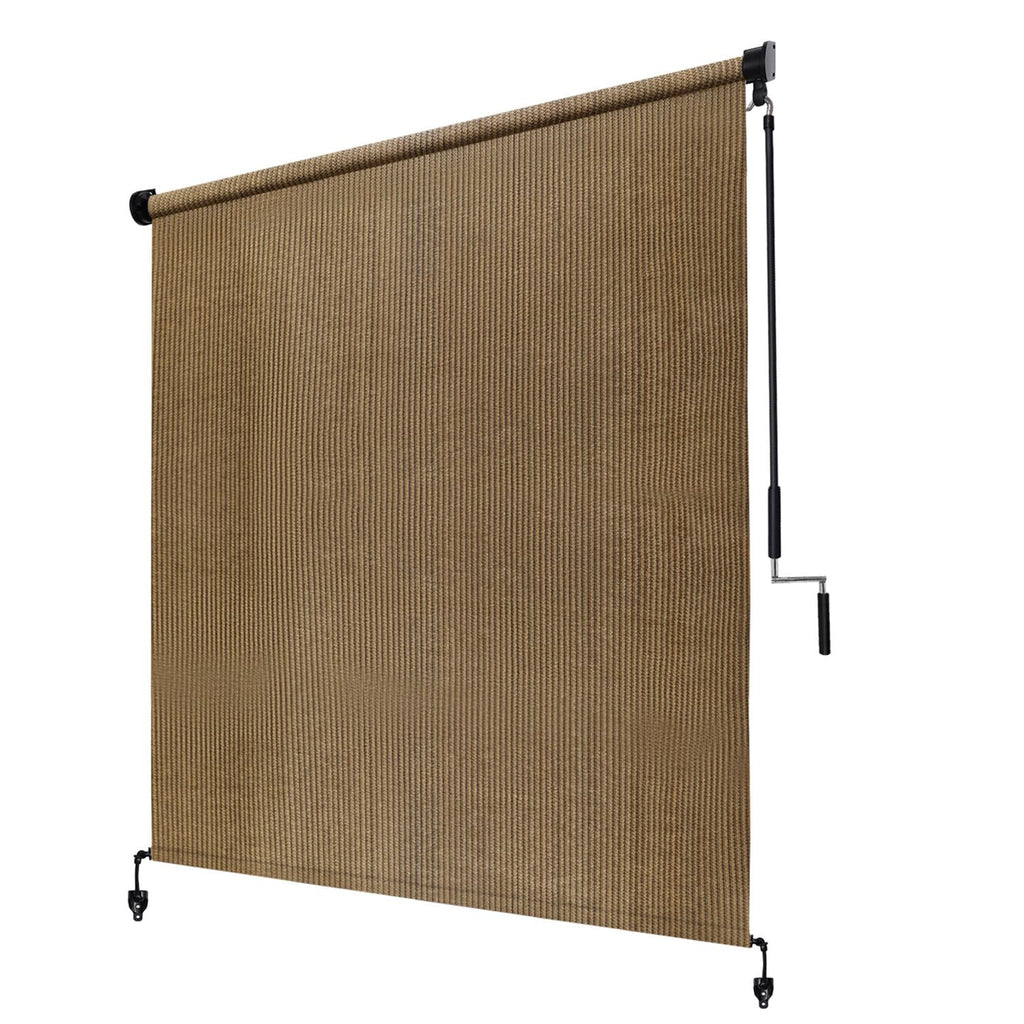 Outdoor Roller Shade for Patio Custom Size, Walnut