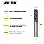 Tools Carbide End Mill Finish Machining Square Milling Cutter for Cutting Alloy Steels,Cast Iron, Hardened Steel - 6 Flute Cutting Tools 1/4 Shank (1/4-2.5" 1PCS)