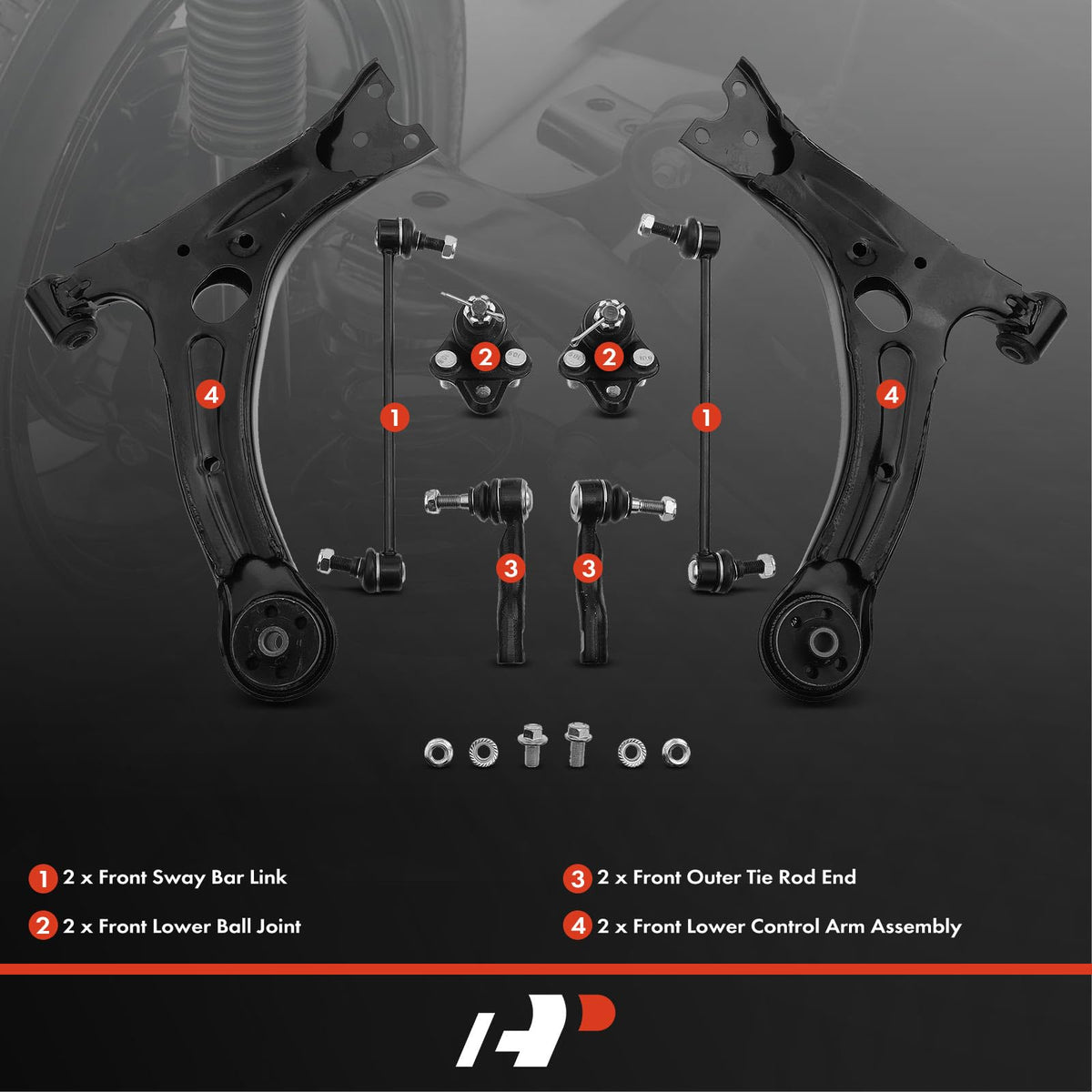 A-Premium 8Pcs Front Suspension Kit, Lower Control Arm, Sway Bar Link