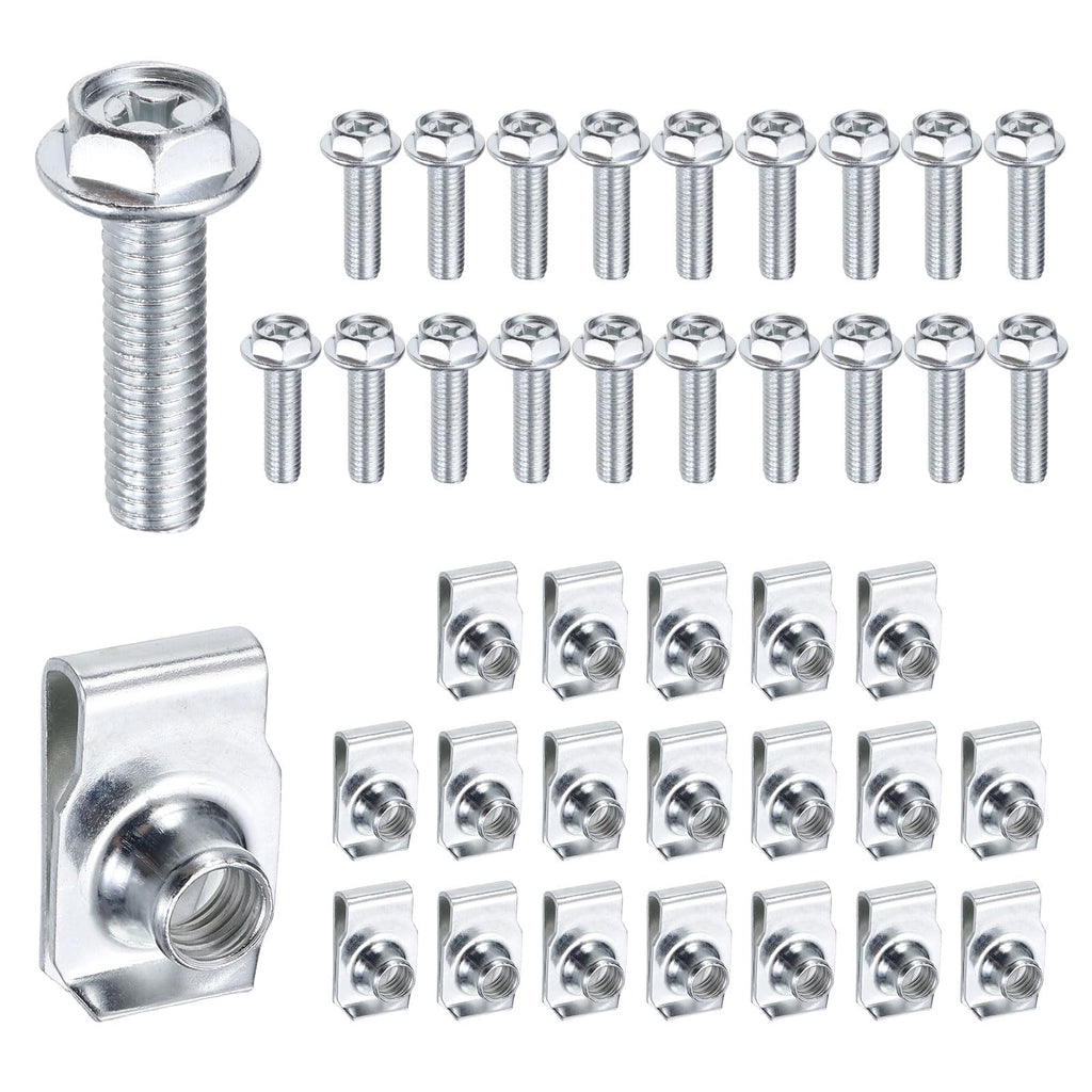 PATIKIL 20Set M8 Body Bolts & U-Nuts Kit Bumper Splash Shield Clips Silver