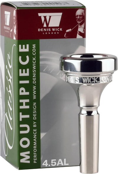 Classic Trombone Mouthpiece Silver Plated, 5880-4.5AL - Barrel Backbore for Balanced Airflow & Tone - Large Shank