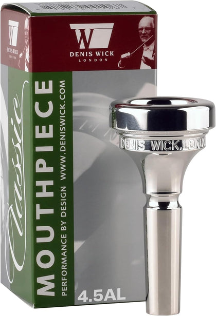 Classic Trombone Mouthpiece Silver Plated, 5880-4.5AL - Barrel Backbore for Balanced Airflow & Tone - Large Shank