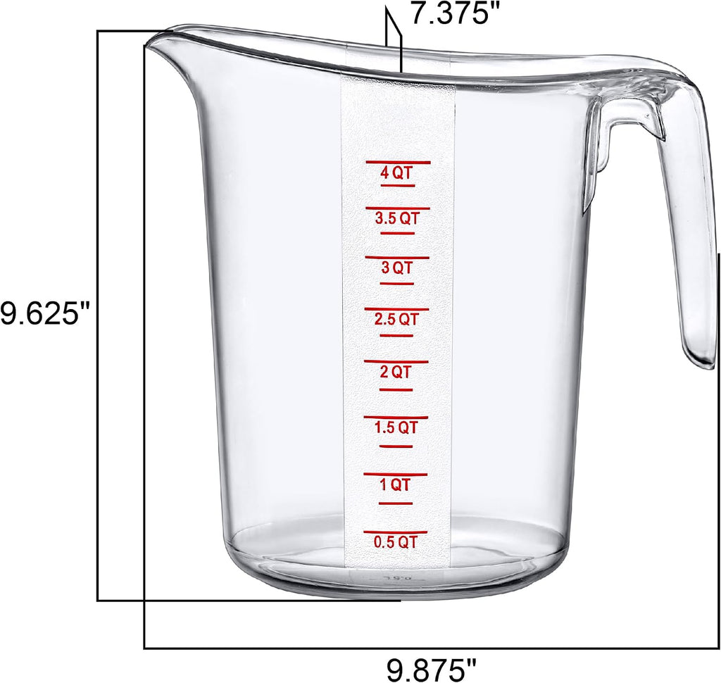 Melissa - 128-Ounce Plastic Measuring Pitcher (2-Pack), 16-Cup (4-Quart) Food-Grade Measuring Jug, Unbreakable