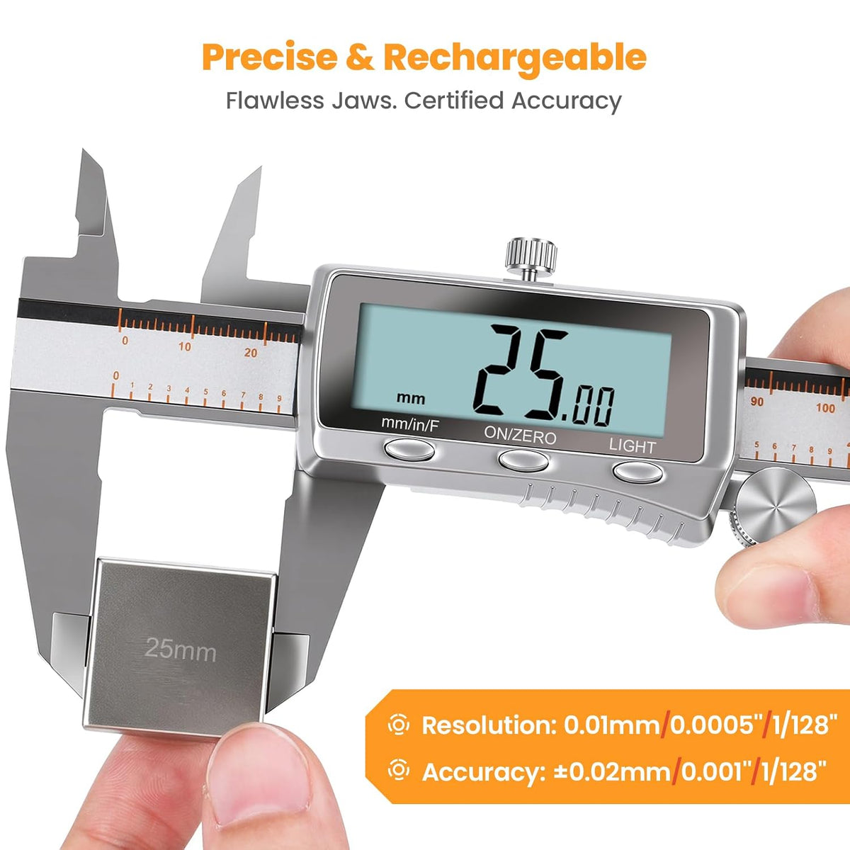 HARDELL Digital Caliper 6 Inch, Rechargeable All Metal W/Backlight Screen